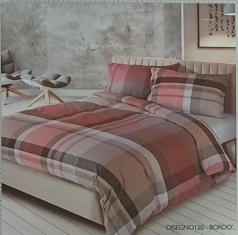 PARURE COPRIPIUMINO A UNA PIAZZA E MEZZA COTONE COLOR TREND MR. TARTAN CORALLO 200X200