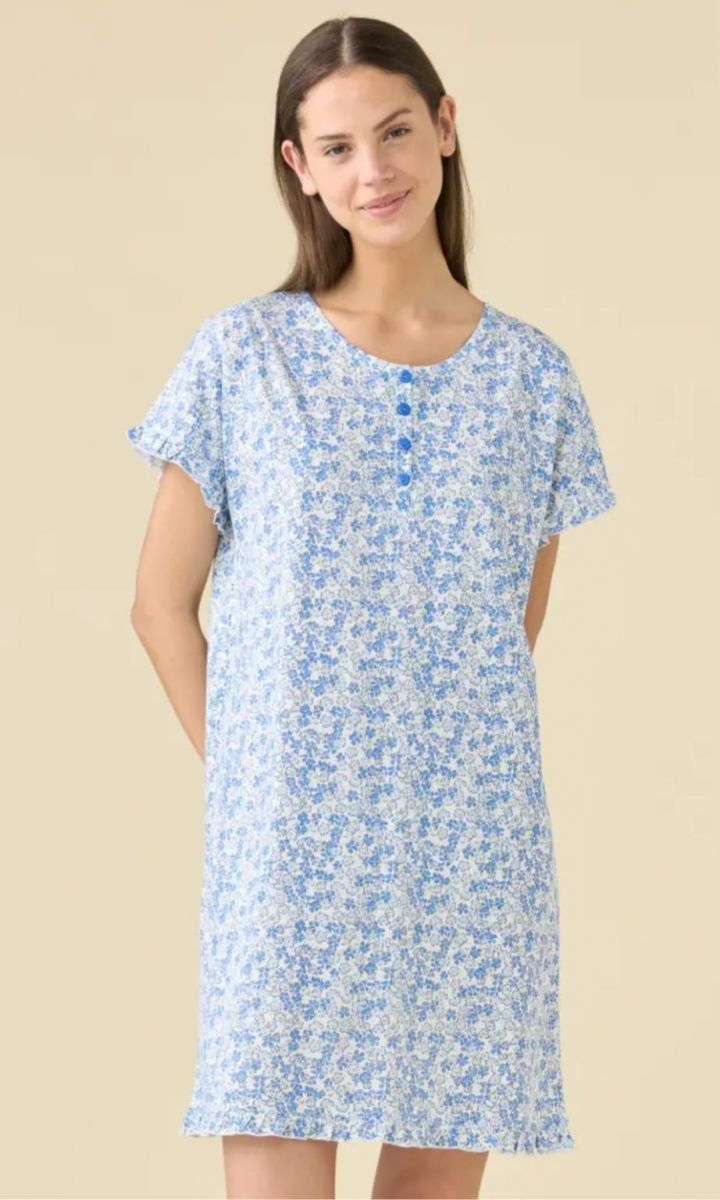 NOI DI NOTTE ART. LA3515 CAMICIA DA NOTTE ESTIVA COTONE SPALLINA COLLO A V E ROUCHES