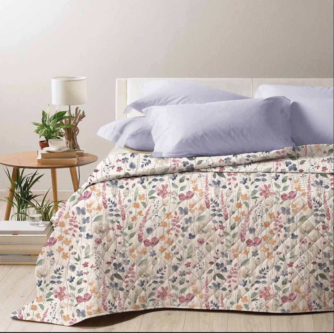 TEOREMA COPRILETTO TRAPUNTATO MATRIMONIALE IN RASO DI COTONE TINTA UNITA  NADA CARRARA