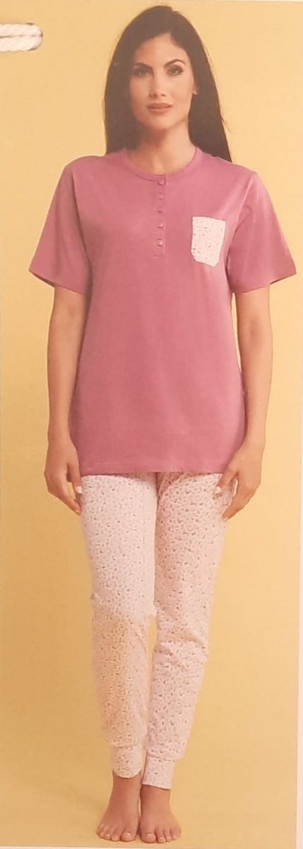 PIGIAMA DONNA COTONE SPALLA LARGA PANTALONE CORTO FA7383AS