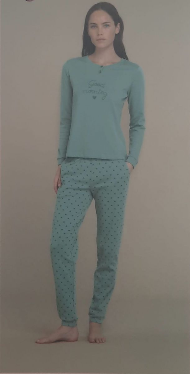 PIGIAMA DONNA MODELLO CAMICIA PANTALONE SENZA POLSINO  IN CALDO COTONE FA8930PS NOI DI NOTTE