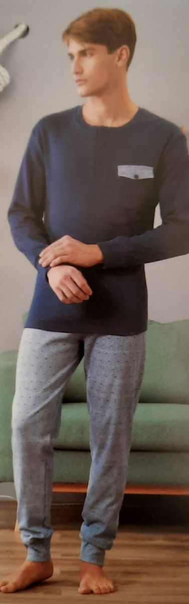 PIGIAMA UOMO MANICA LUNGA PANTALONE LUNGO CON POLSINI KARELPIU VANUE' VS0233PLU