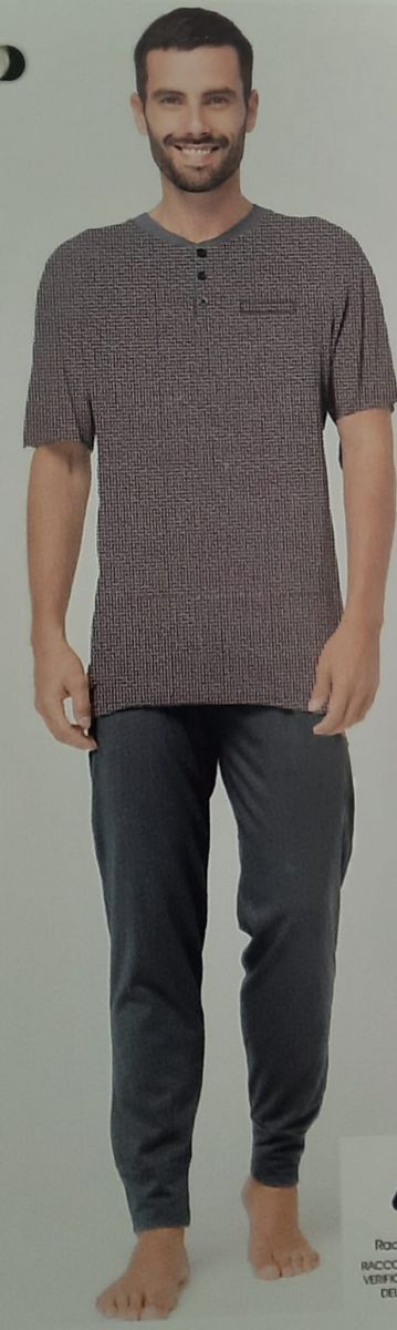 PIGIAMA UOMO COTONE MANICA CORTA PANALONE CORTO NOI DI NOTTE FC2865AB