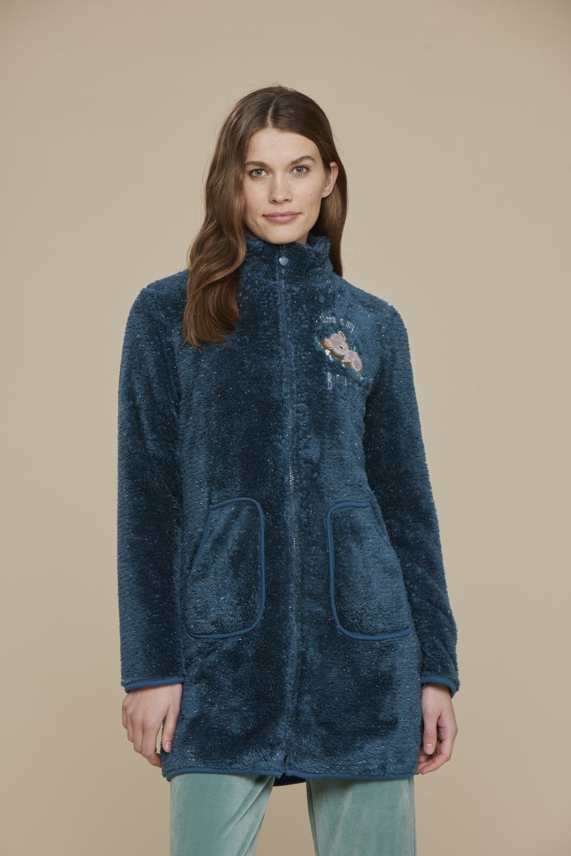 CAMICIA NOTTE DONNA IN CALDO COTONE PICCOLI CUORI CON 5 BOTTONI LA3143PS NOI DI NOTTE